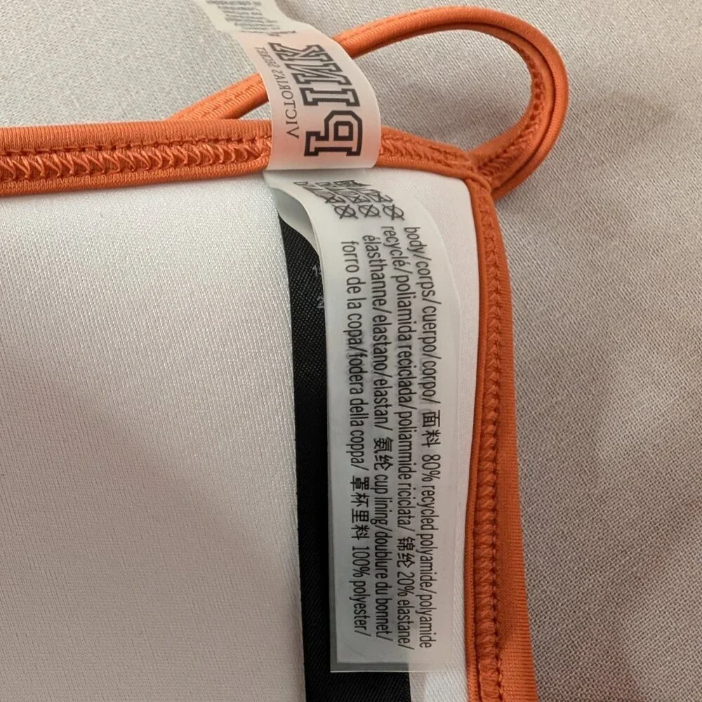 ⭐VS PINK Medium Padded Halter Swim Top Apple Cinnamon Orange Bra Ring Accents⭐ - Picture 9 of 9